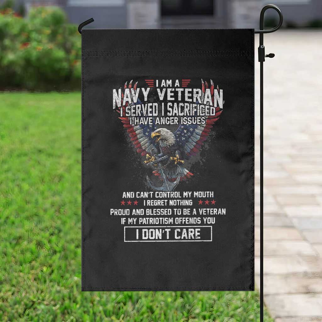 I Am Navy Veteran Garden Flag I Served I Sacrificed I have Anger Issues Bald Eagle USA Flag - Wonder Print Shop