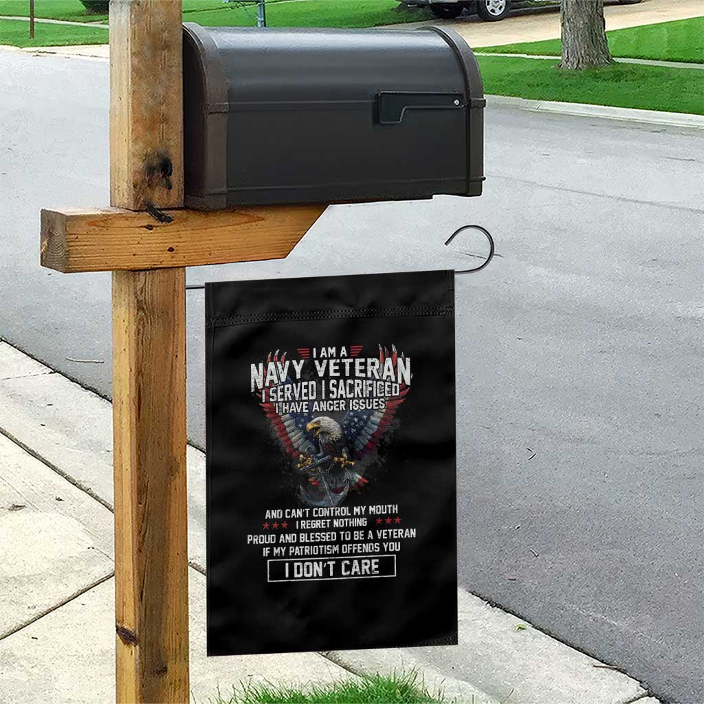 I Am Navy Veteran Garden Flag I Served I Sacrificed I have Anger Issues Bald Eagle USA Flag - Wonder Print Shop