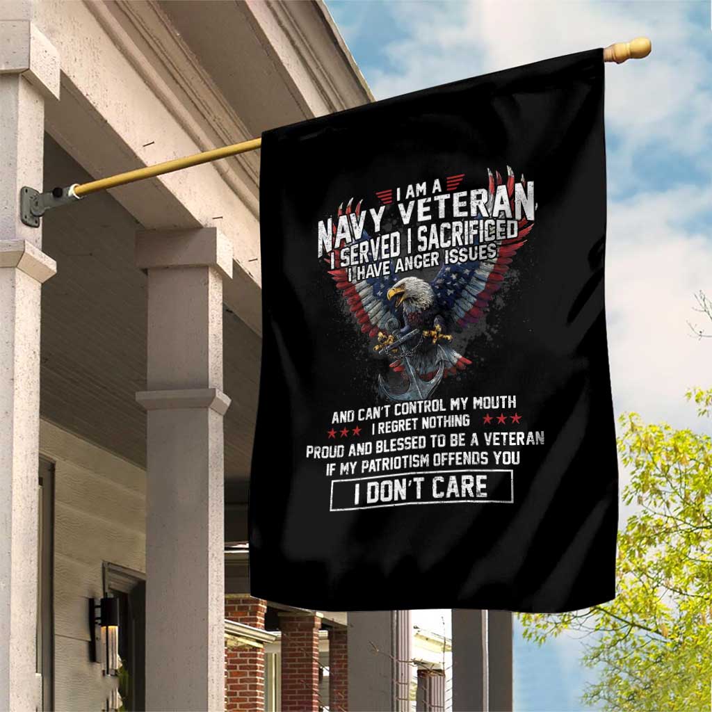 I Am Navy Veteran Garden Flag I Served I Sacrificed I have Anger Issues Bald Eagle USA Flag - Wonder Print Shop