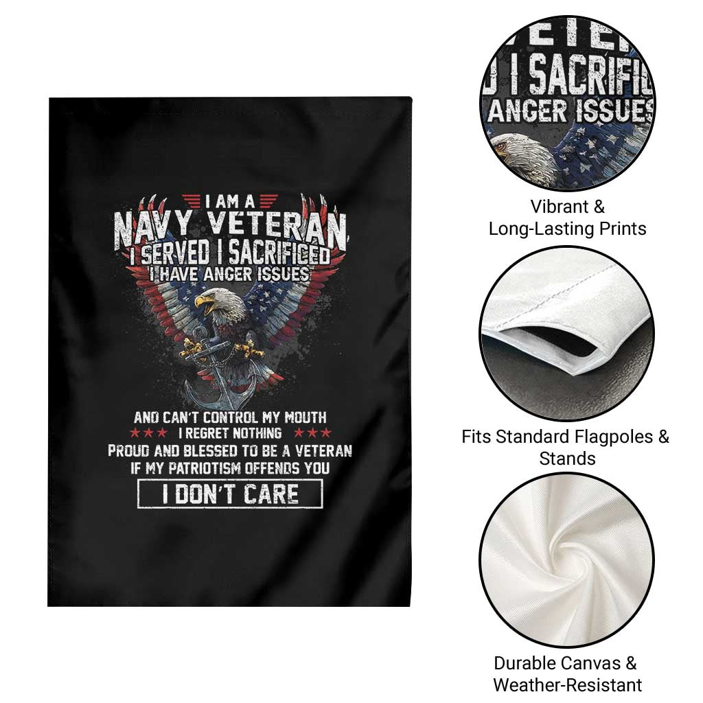 I Am Navy Veteran Garden Flag I Served I Sacrificed I have Anger Issues Bald Eagle USA Flag - Wonder Print Shop