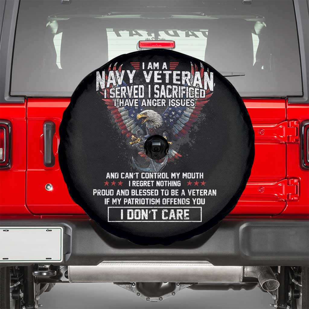 I Am Navy Veteran Spare Tire Cover I Served I Sacrificed I have Anger Issues Bald Eagle USA Flag - Wonder Print Shop