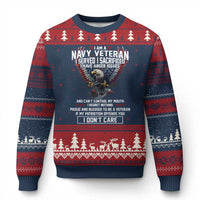 I Am Navy Veteran Ugly Christmas Sweater I Served I Sacrificed I have Anger Issues Bald Eagle USA Flag - Wonder Print Shop