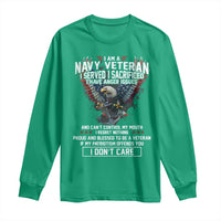 I Am Navy Veteran Long Sleeve Shirt I Served I Sacrificed I have Anger Issues Bald Eagle USA Flag - Wonder Print Shop
