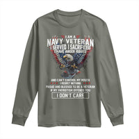 I Am Navy Veteran Long Sleeve Shirt I Served I Sacrificed I have Anger Issues Bald Eagle USA Flag - Wonder Print Shop