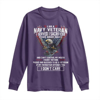I Am Navy Veteran Long Sleeve Shirt I Served I Sacrificed I have Anger Issues Bald Eagle USA Flag - Wonder Print Shop