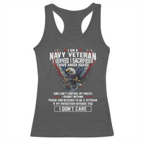 I Am Navy Veteran Racerback Tank Top I Served I Sacrificed I have Anger Issues Bald Eagle USA Flag - Wonder Print Shop