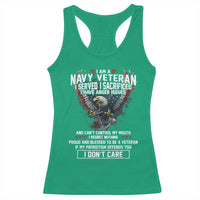 I Am Navy Veteran Racerback Tank Top I Served I Sacrificed I have Anger Issues Bald Eagle USA Flag - Wonder Print Shop
