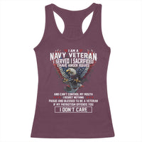 I Am Navy Veteran Racerback Tank Top I Served I Sacrificed I have Anger Issues Bald Eagle USA Flag - Wonder Print Shop