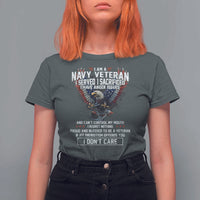 I Am Navy Veteran T Shirt For Women I Served I Sacrificed I have Anger Issues Bald Eagle USA Flag - Wonder Print Shop