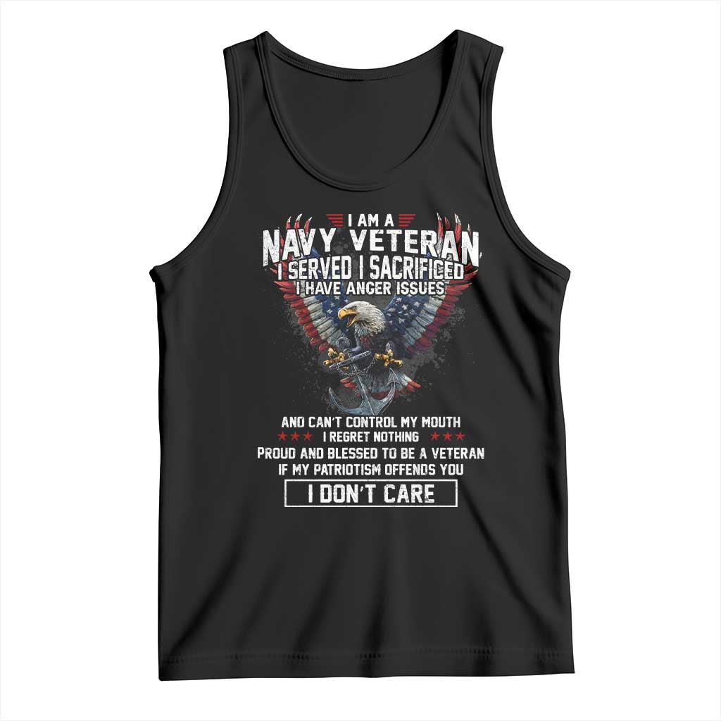 I Am Navy Veteran Tank Top I Served I Sacrificed I have Anger Issues Bald Eagle USA Flag - Wonder Print Shop