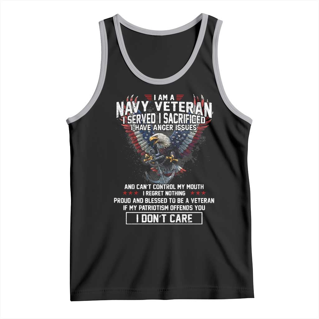 I Am Navy Veteran Tank Top I Served I Sacrificed I have Anger Issues Bald Eagle USA Flag - Wonder Print Shop