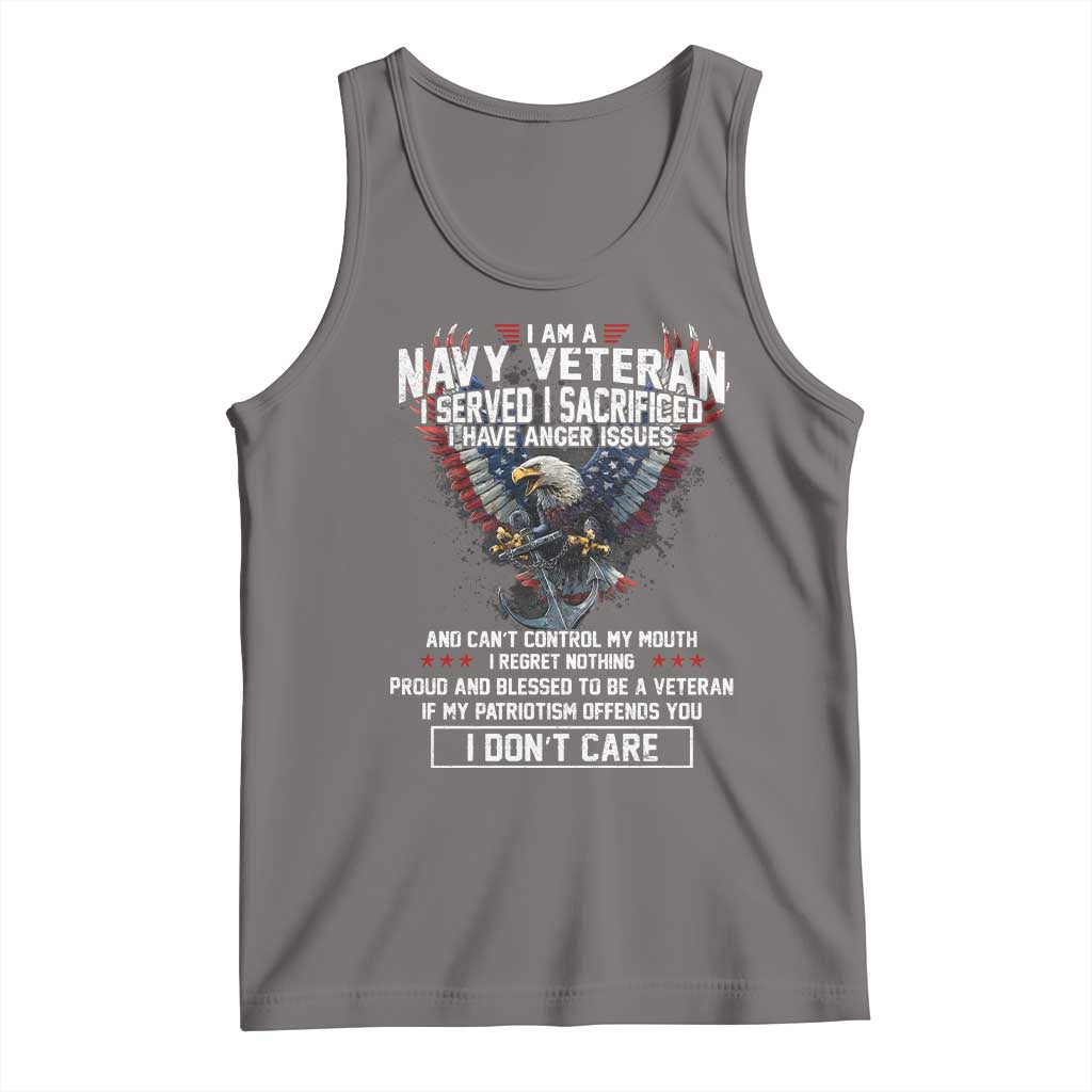 I Am Navy Veteran Tank Top I Served I Sacrificed I have Anger Issues Bald Eagle USA Flag - Wonder Print Shop