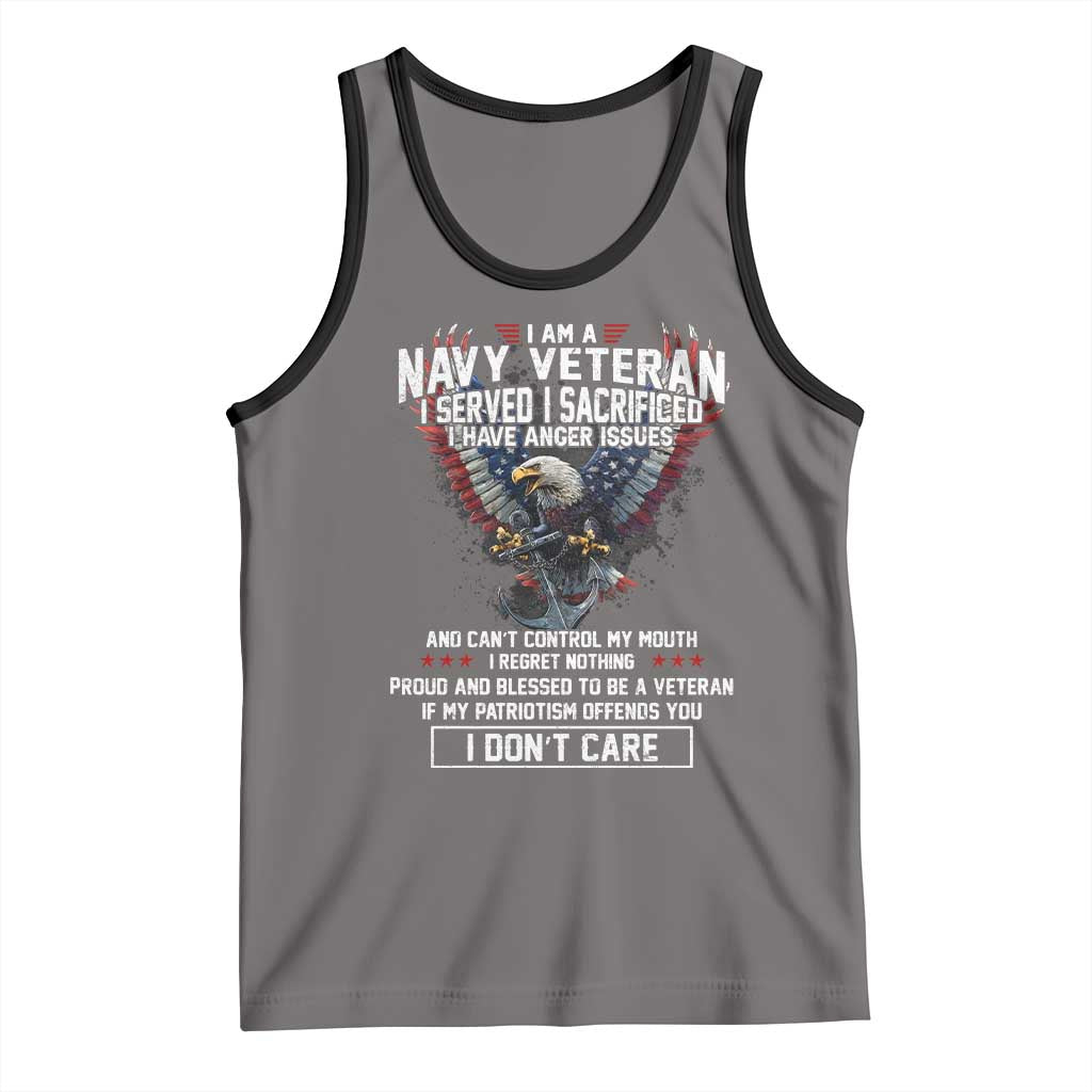 I Am Navy Veteran Tank Top I Served I Sacrificed I have Anger Issues Bald Eagle USA Flag - Wonder Print Shop