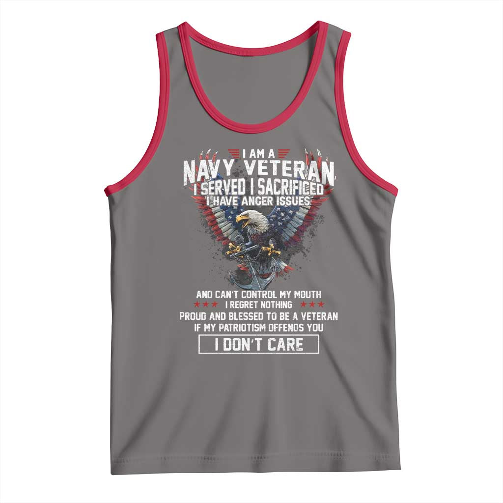 I Am Navy Veteran Tank Top I Served I Sacrificed I have Anger Issues Bald Eagle USA Flag - Wonder Print Shop