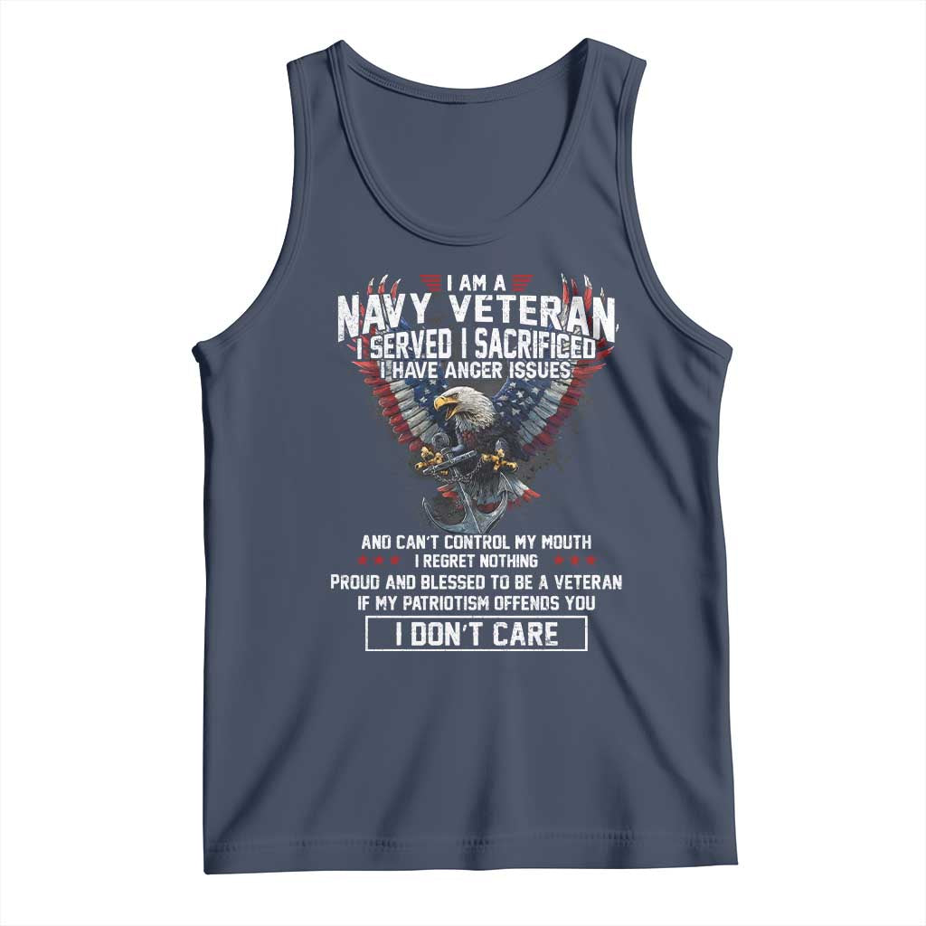 I Am Navy Veteran Tank Top I Served I Sacrificed I have Anger Issues Bald Eagle USA Flag - Wonder Print Shop