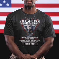 I Am Navy Veteran T Shirt I Served I Sacrificed I have Anger Issues Bald Eagle USA Flag - Wonder Print Shop