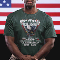 I Am Navy Veteran T Shirt I Served I Sacrificed I have Anger Issues Bald Eagle USA Flag - Wonder Print Shop