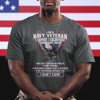 I Am Navy Veteran T Shirt I Served I Sacrificed I have Anger Issues Bald Eagle USA Flag - Wonder Print Shop