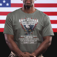 I Am Navy Veteran T Shirt I Served I Sacrificed I have Anger Issues Bald Eagle USA Flag - Wonder Print Shop