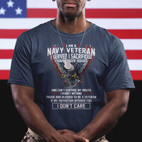 I Am Navy Veteran T Shirt I Served I Sacrificed I have Anger Issues Bald Eagle USA Flag - Wonder Print Shop
