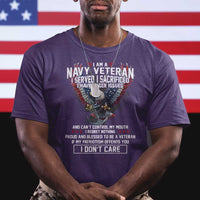 I Am Navy Veteran T Shirt I Served I Sacrificed I have Anger Issues Bald Eagle USA Flag - Wonder Print Shop