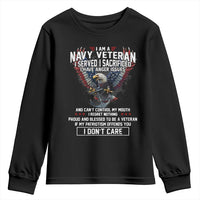 I Am Navy Veteran Youth Sweatshirt I Served I Sacrificed I have Anger Issues Bald Eagle USA Flag - Wonder Print Shop