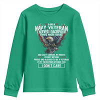 I Am Navy Veteran Youth Sweatshirt I Served I Sacrificed I have Anger Issues Bald Eagle USA Flag - Wonder Print Shop