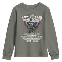 I Am Navy Veteran Youth Sweatshirt I Served I Sacrificed I have Anger Issues Bald Eagle USA Flag - Wonder Print Shop