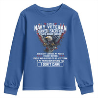 I Am Navy Veteran Youth Sweatshirt I Served I Sacrificed I have Anger Issues Bald Eagle USA Flag - Wonder Print Shop