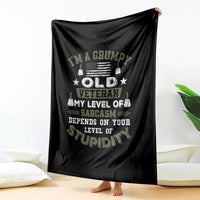 I Am A Grumpy Old Veteran My Level Of Sarcasm Depends On Your Level Of Stupidity Throw Blanket - Wonder Print Shop