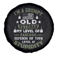 I Am A Grumpy Old Veteran My Level Of Sarcasm Depends On Your Level Of Stupidity Spare Tire Cover - Wonder Print Shop