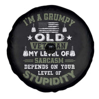 I Am A Grumpy Old Veteran My Level Of Sarcasm Depends On Your Level Of Stupidity Spare Tire Cover - Wonder Print Shop