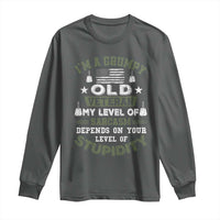 I Am A Grumpy Old Veteran My Level Of Sarcasm Depends On Your Level Of Stupidity Long Sleeve Shirt - Wonder Print Shop