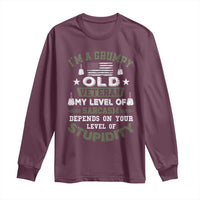 I Am A Grumpy Old Veteran My Level Of Sarcasm Depends On Your Level Of Stupidity Long Sleeve Shirt - Wonder Print Shop