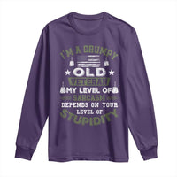 I Am A Grumpy Old Veteran My Level Of Sarcasm Depends On Your Level Of Stupidity Long Sleeve Shirt - Wonder Print Shop
