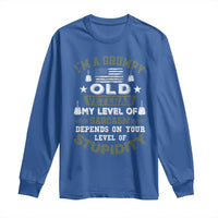I Am A Grumpy Old Veteran My Level Of Sarcasm Depends On Your Level Of Stupidity Long Sleeve Shirt - Wonder Print Shop