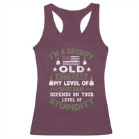 I Am A Grumpy Old Veteran My Level Of Sarcasm Depends On Your Level Of Stupidity Racerback Tank Top - Wonder Print Shop