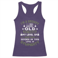 I Am A Grumpy Old Veteran My Level Of Sarcasm Depends On Your Level Of Stupidity Racerback Tank Top - Wonder Print Shop