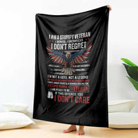 I Am A Grumpy Veteran I Served I Sacrificed I Dont Regret Throw Blanket American Flag Bald Eagle - Wonder Print Shop