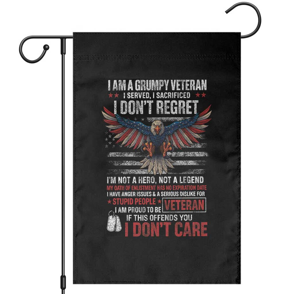 I Am A Grumpy Veteran I Served I Sacrificed I Dont Regret Garden Flag American Flag Bald Eagle - Wonder Print Shop
