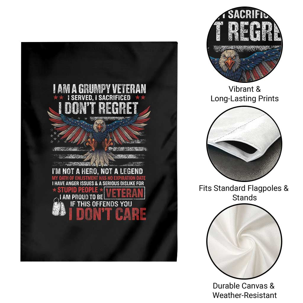 I Am A Grumpy Veteran I Served I Sacrificed I Dont Regret Garden Flag American Flag Bald Eagle - Wonder Print Shop