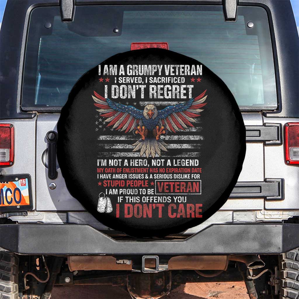I Am A Grumpy Veteran I Served I Sacrificed I Dont Regret Spare Tire Cover American Flag Bald Eagle - Wonder Print Shop