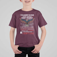 I Am A Grumpy Veteran I Served I Sacrificed I Dont Regret T Shirt For Kid American Flag Bald Eagle - Wonder Print Shop