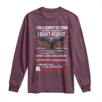 I Am A Grumpy Veteran I Served I Sacrificed I Dont Regret Long Sleeve Shirt American Flag Bald Eagle - Wonder Print Shop