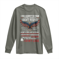I Am A Grumpy Veteran I Served I Sacrificed I Dont Regret Long Sleeve Shirt American Flag Bald Eagle - Wonder Print Shop