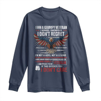 I Am A Grumpy Veteran I Served I Sacrificed I Dont Regret Long Sleeve Shirt American Flag Bald Eagle - Wonder Print Shop