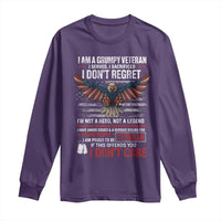 I Am A Grumpy Veteran I Served I Sacrificed I Dont Regret Long Sleeve Shirt American Flag Bald Eagle - Wonder Print Shop