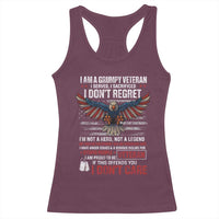 I Am A Grumpy Veteran I Served I Sacrificed I Dont Regret Racerback Tank Top American Flag Bald Eagle - Wonder Print Shop