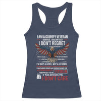 I Am A Grumpy Veteran I Served I Sacrificed I Dont Regret Racerback Tank Top American Flag Bald Eagle - Wonder Print Shop