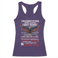 I Am A Grumpy Veteran I Served I Sacrificed I Dont Regret Racerback Tank Top American Flag Bald Eagle - Wonder Print Shop